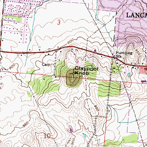 Topographic Map of Claypool Knob, OH