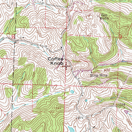 Topographic Map of Coffee Knob, OH