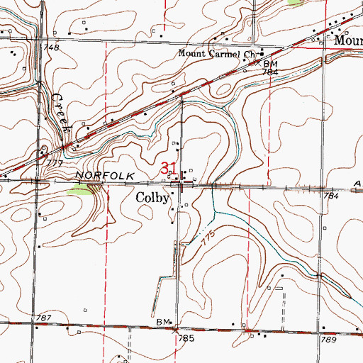 Topographic Map of Colby, OH
