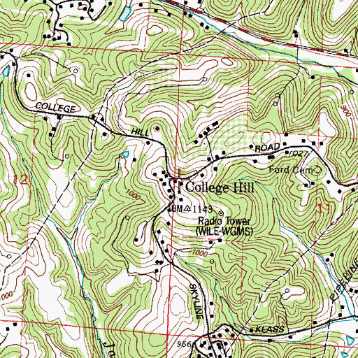 Topographic Map of College Hill, OH