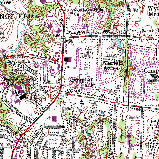 Topographic Map of Compton Park, OH