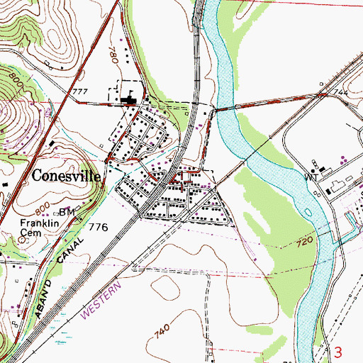 Topographic Map of Conesville, OH