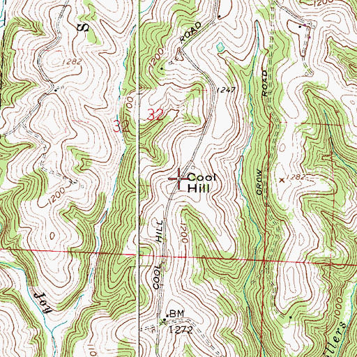 Topographic Map of Cool Hill, OH