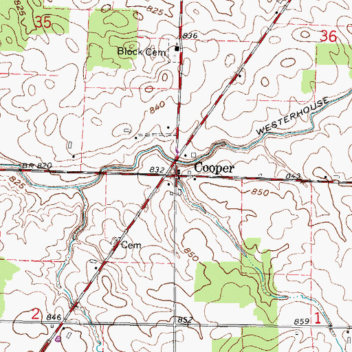 Topographic Map of Cooper, OH