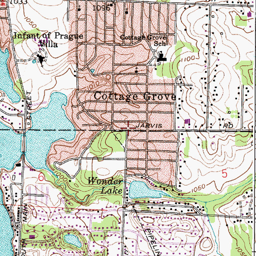 Topographic Map of Cottage Grove, OH
