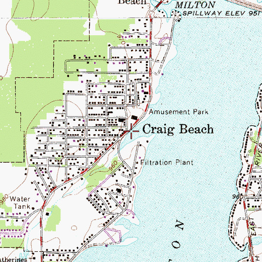 Topographic Map of Craig Beach, OH