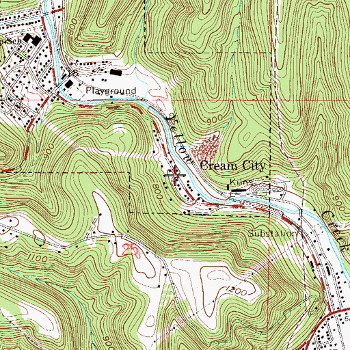 Topographic Map of Cream City, OH