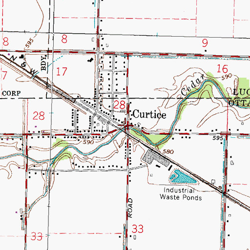 Topographic Map of Curtice, OH