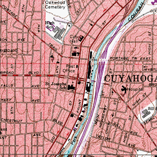 Topographic Map of Cuyahoga Falls, OH