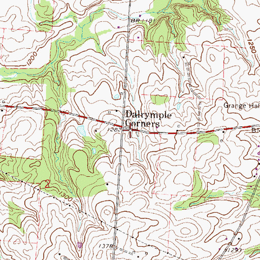 Topographic Map of Dalrymple Corners, OH