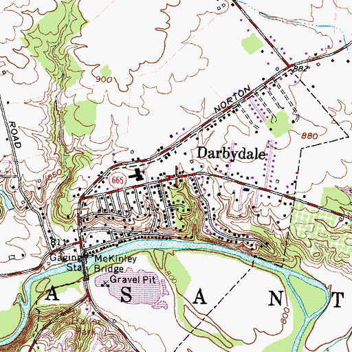 Topographic Map of Darbydale, OH
