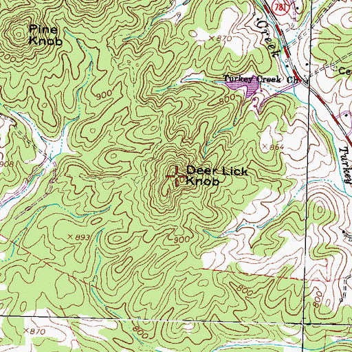 Topographic Map of Deer Lick Knob, OH