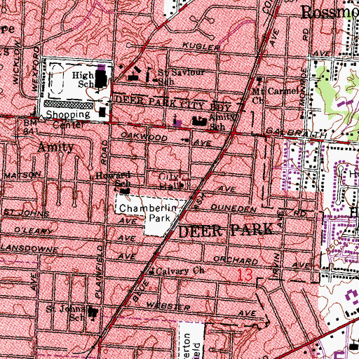 Topographic Map of Deer Park, OH