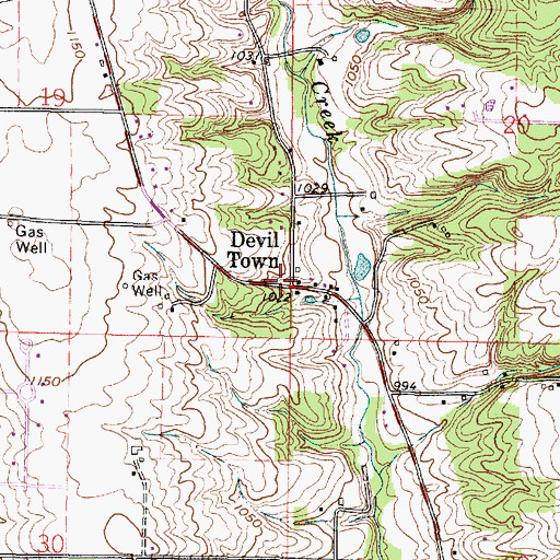 Topographic Map of Devil Town, OH