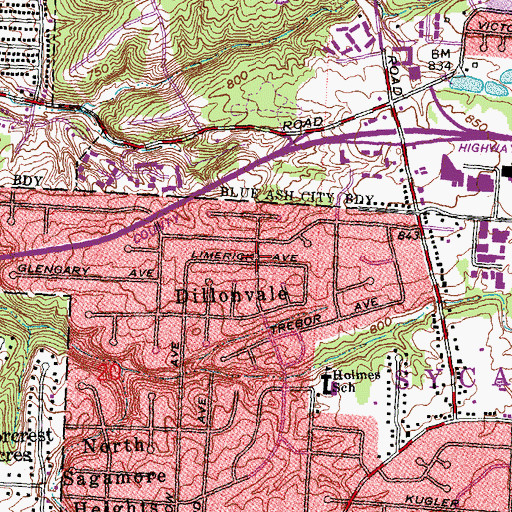 Topographic Map of Dillionvale, OH