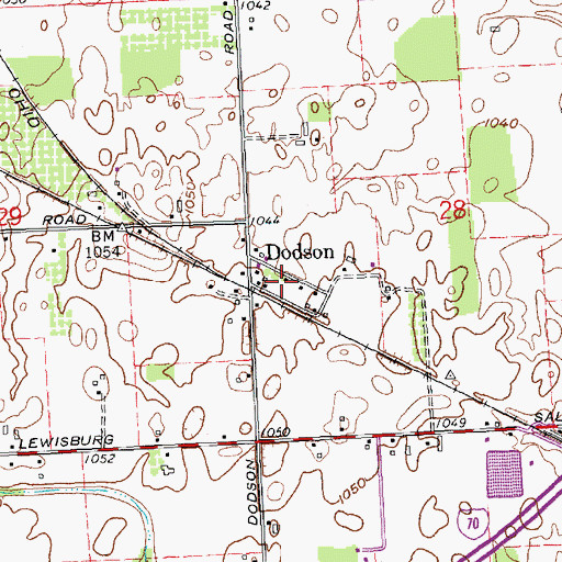 Topographic Map of Dodson, OH