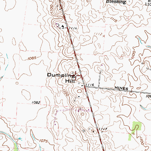 Topographic Map of Dumpling Hill, OH