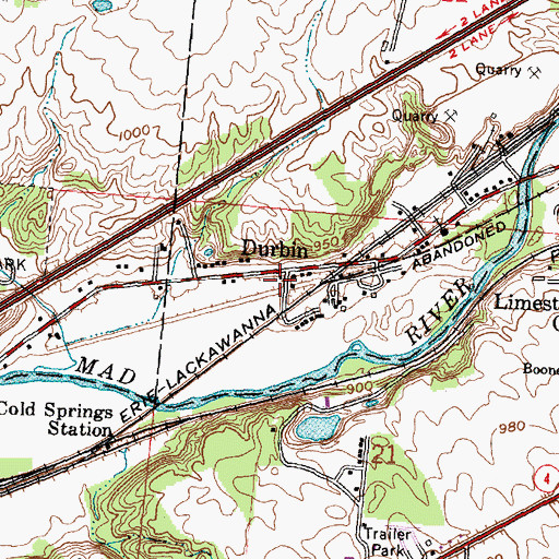 Topographic Map of Durbin, OH