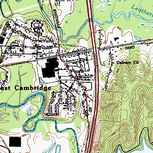 Topographic Map of East Cambridge, OH