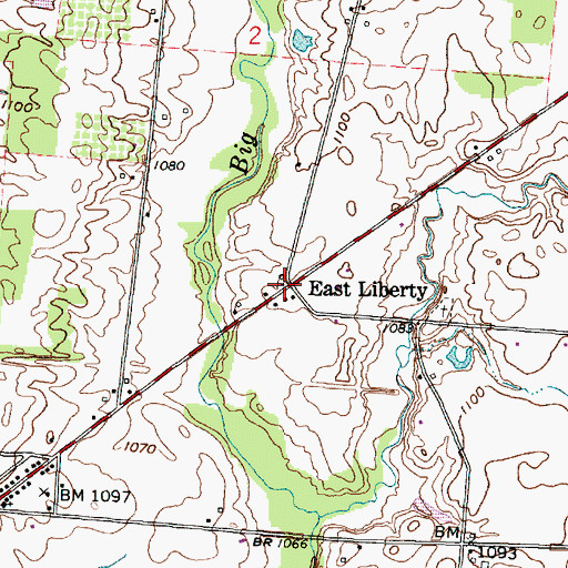 Topographic Map of East Liberty, OH