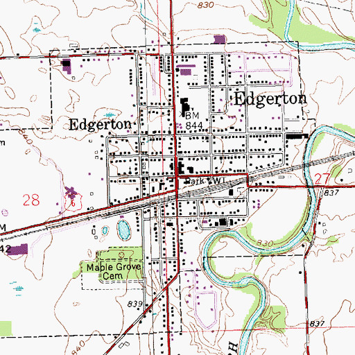 Topographic Map of Edgerton, OH