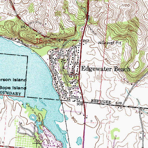 Topographic Map of Edgewater Beach, OH