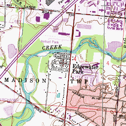 Topographic Map of Edgewater Park, OH