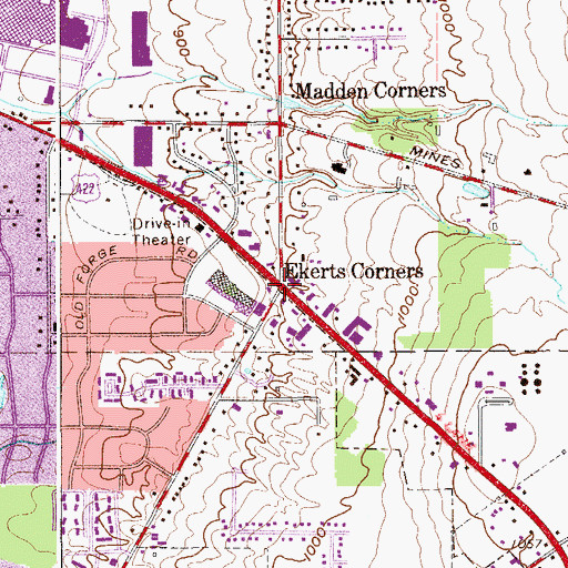 Topographic Map of Ekerts Corners, OH