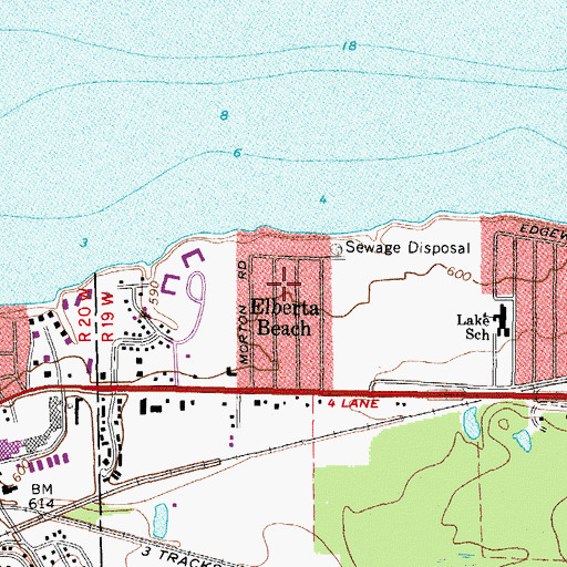 Topographic Map of Elberta Beach, OH