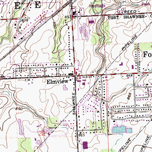 Topographic Map of Elmview, OH