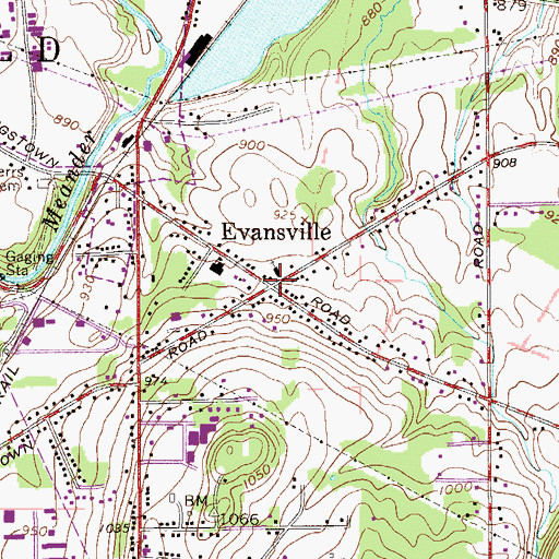 Topographic Map of Evansville, OH