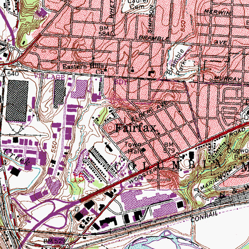 Topographic Map of Fairfax, OH