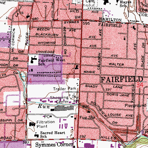 Topographic Map of Fairfield, OH