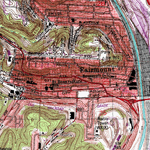 Topographic Map of Fairmount, OH