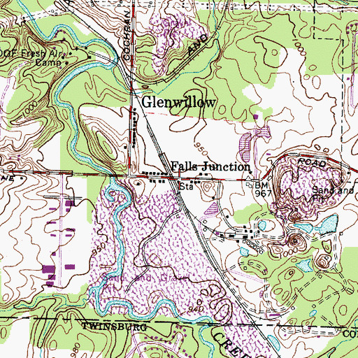 Topographic Map of Falls Junction, OH