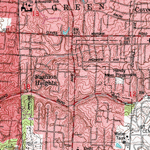 Topographic Map of Fashion Heights, OH