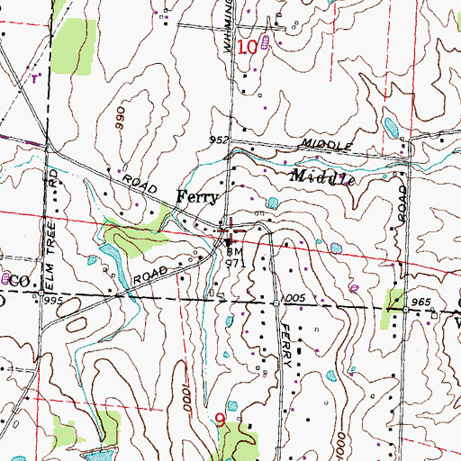 Topographic Map of Ferry, OH