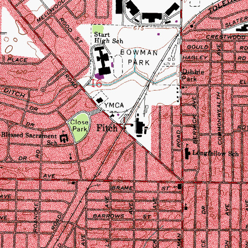 Topographic Map of Fitch, OH
