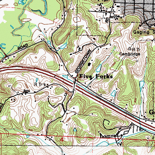 Topographic Map of Five Forks, OH