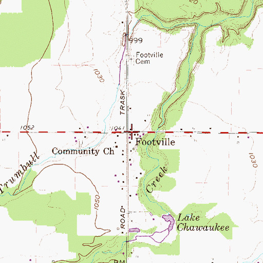 Topographic Map of Footville, OH