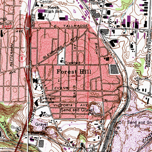 Topographic Map of Forest Hill, OH