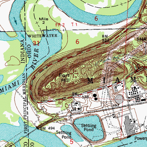 Topographic Map of Fort Hill, OH