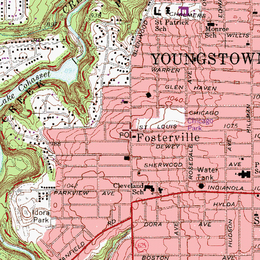 Topographic Map of Fosterville, OH