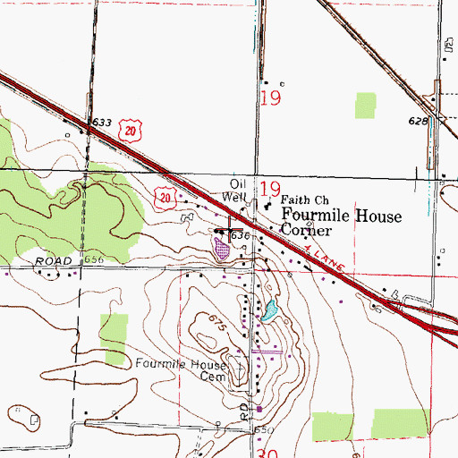 Topographic Map of Fourmile House Corner, OH