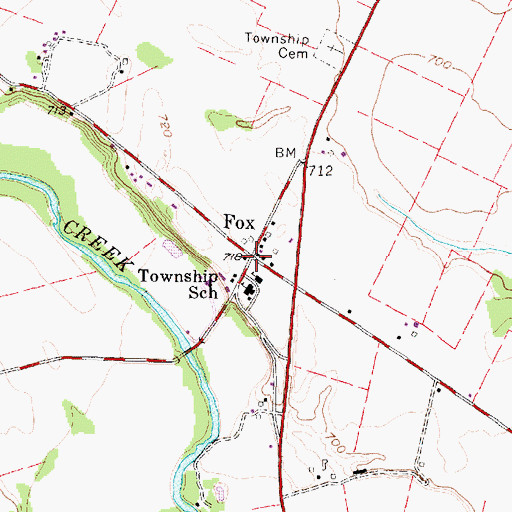 Topographic Map of Fox, OH