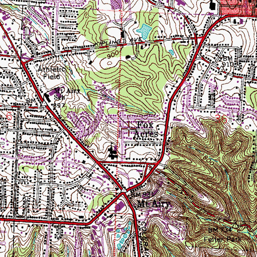 Topographic Map of Fox Acres, OH