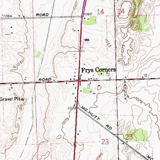 Topographic Map of Frys Corners, OH