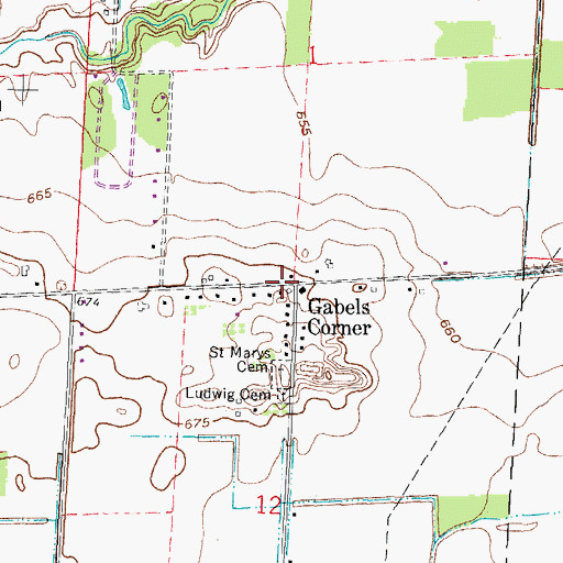 Topographic Map of Gabels Corner, OH
