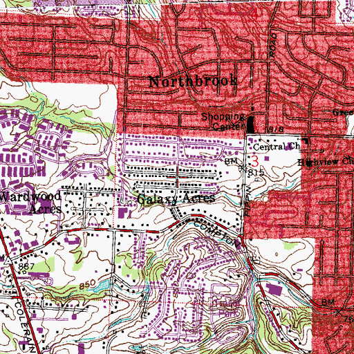Topographic Map of Galaxy Acres, OH
