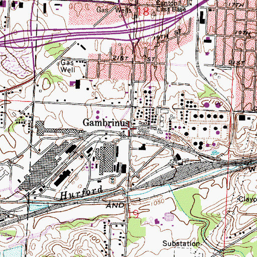 Topographic Map of Gambrinus, OH
